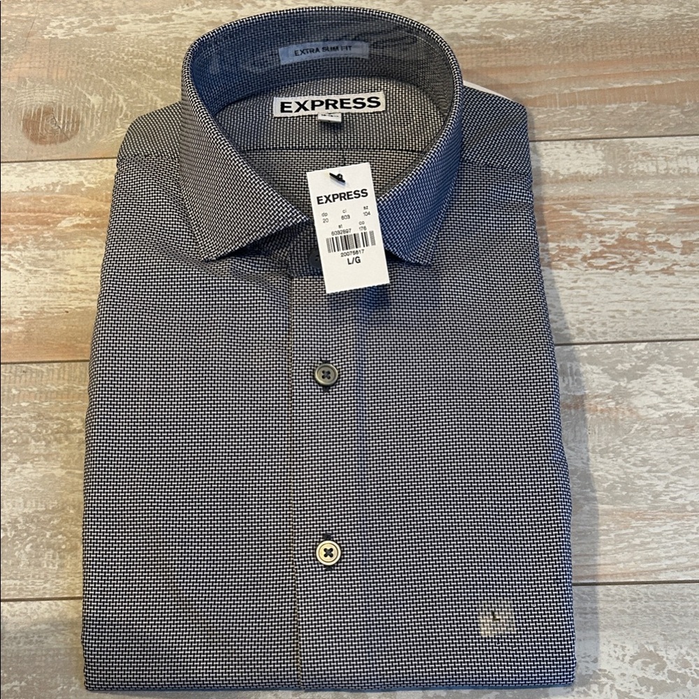 Express Men's Monochrome Patterned Dress Shirt